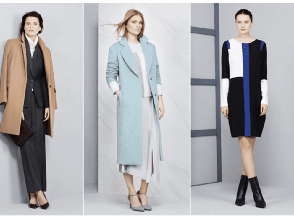 Three models showcasing tailored coats and dresses from the Marks and Spencer Autumn/Winter 2014 fashion campaign on Kayoubi Muse.