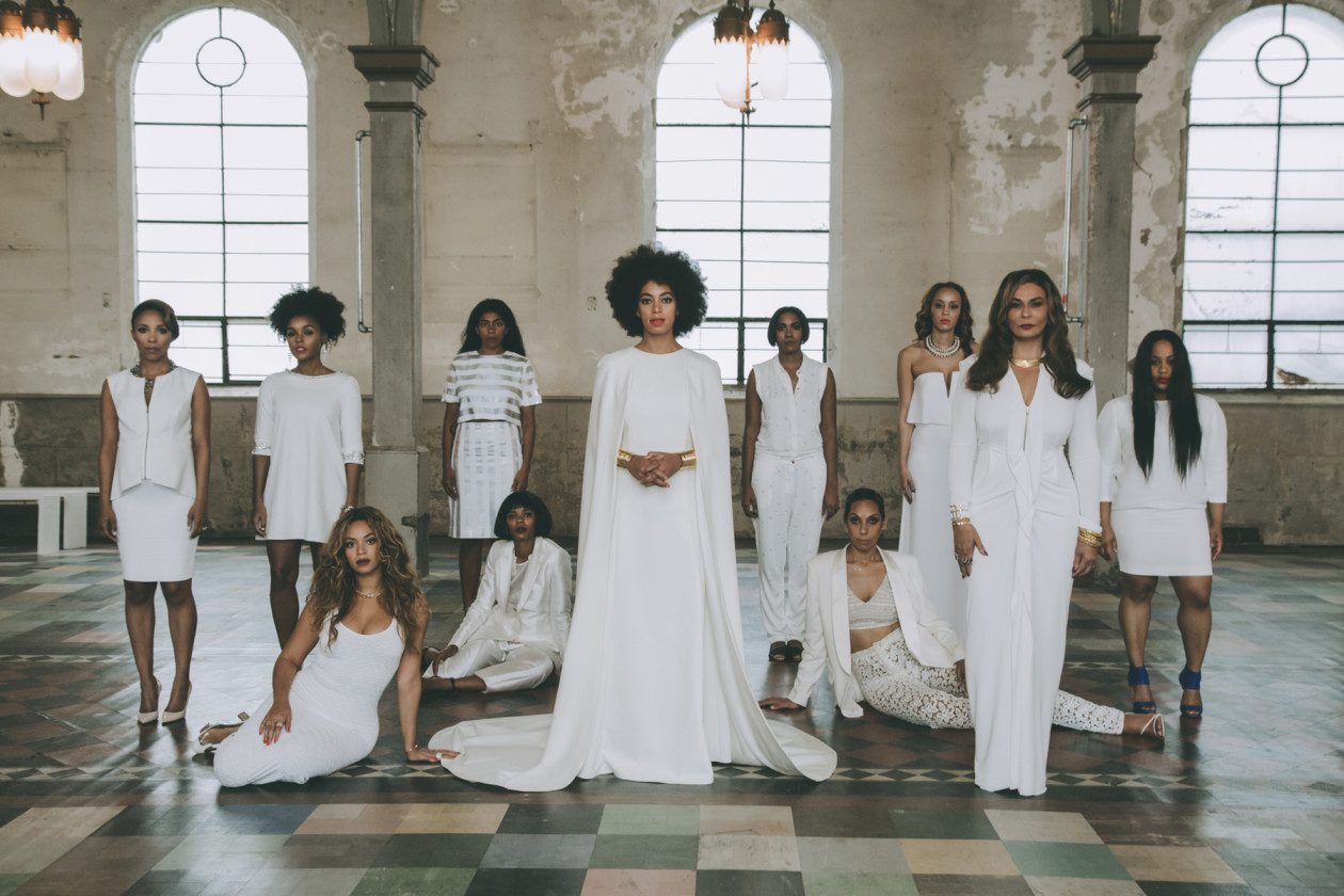 Solange Knowles posing with her bridesmaids and wedding guests.