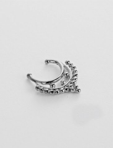 Silver Ball Detailed Double Faux Septum Ring.