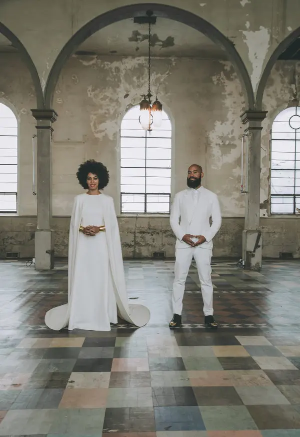 Solange Knowles and Alan Ferguson standing together at their wedding ceremony.
