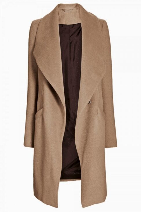 Next waterfall style camel coat.