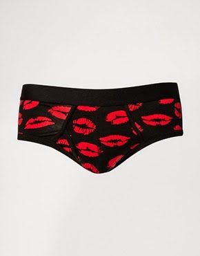 ASOS black mesh briefs with embroidered red lipstick kisses pattern