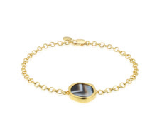 Monica Vinader Atlantis gem link bracelet in 18ct gold vermeil and black line onyx