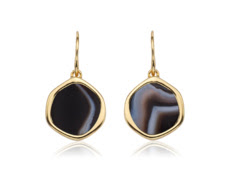 Monica Vinader Atlantis gem earrings in 18ct gold vermeil and black line onyx