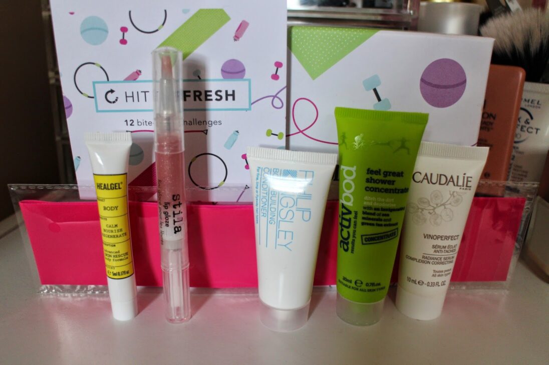 Unboxed January 2015 Birchbox UK and Women's Health collaboration beauty products on a table.