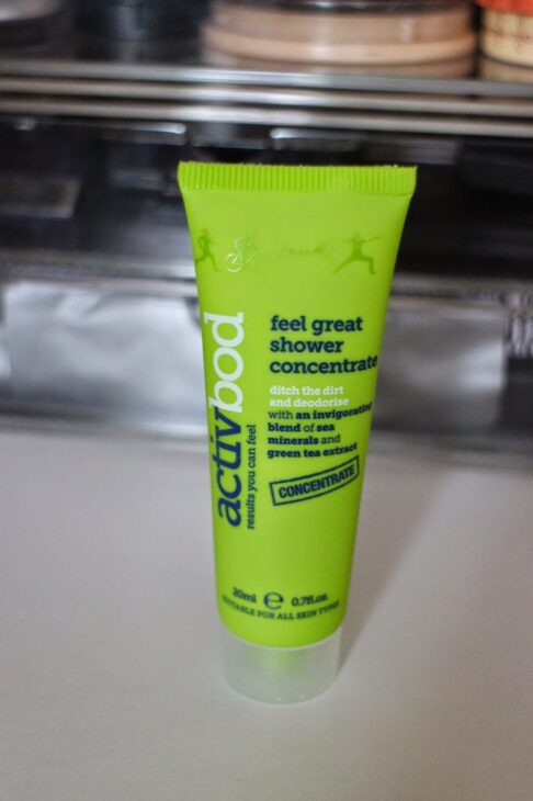 Activbod Feel Great Shower Concentrate tube in green.