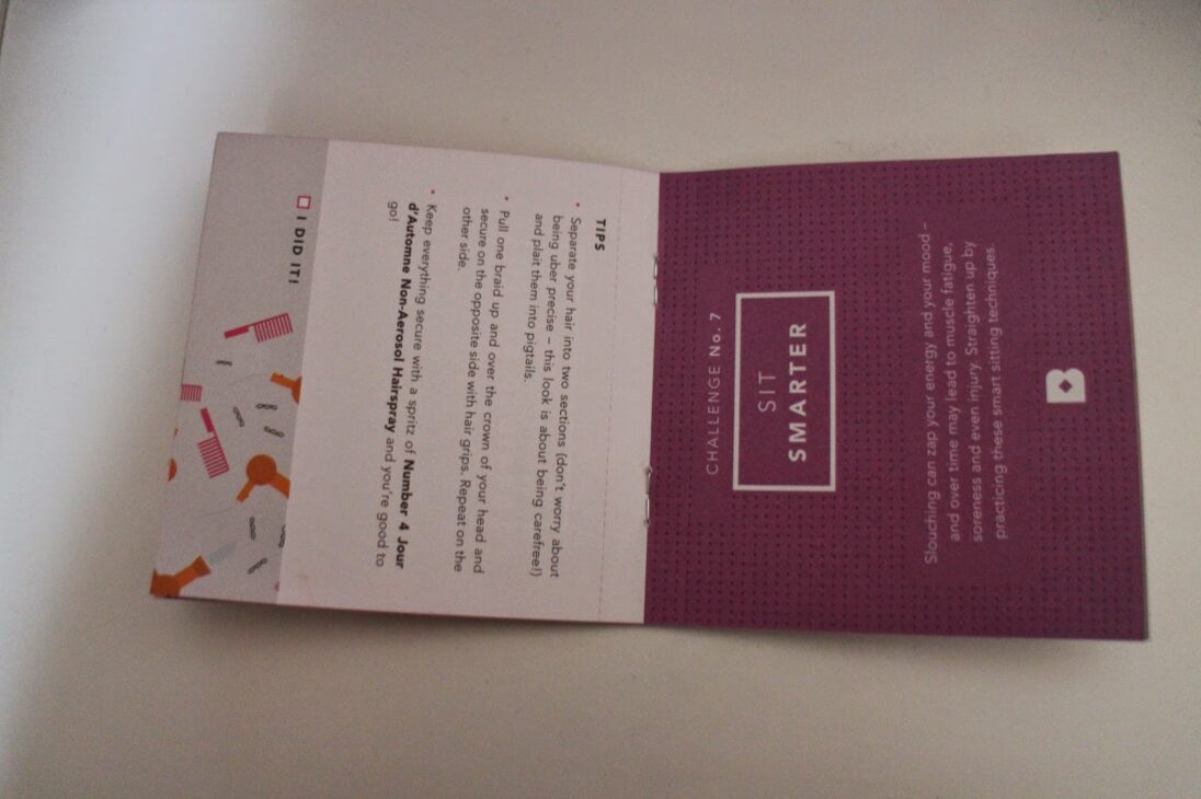 Open page of the January Birchbox 'Hit Refresh' booklet featuring challenge tips.