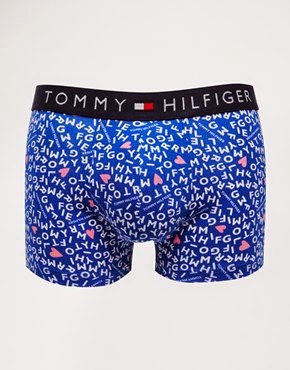 Tommy Hilfiger bright blue stretch trunks with Love typography waistband