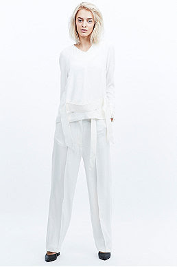 Carin Wester Ciara wide leg crepe trousers in ivory