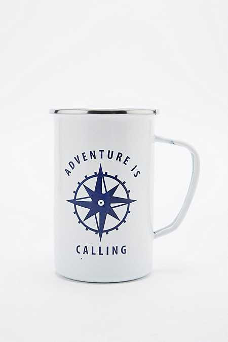Adventure is Calling graphic ceramic camping mug