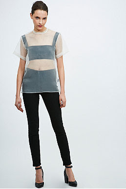 Solace Degas sheer white organza structured top