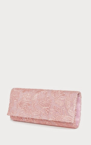 PrettyLittleThing Eliza pale blush pink lace overlay envelope clutch.