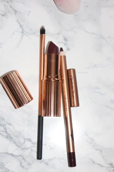 Finished makeup look wearing Charlotte Tilbury Glastonberry berry lip